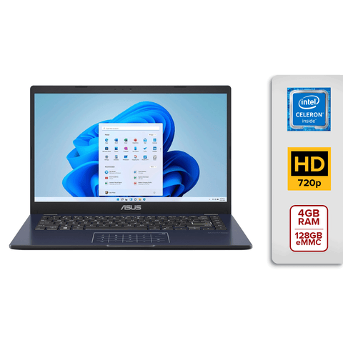 Asus 14" HD Laptop Intel Celeron N4020 4GB RAM 128GB eMMC Win 11 [Star Black] R410MA-212.BK128-11