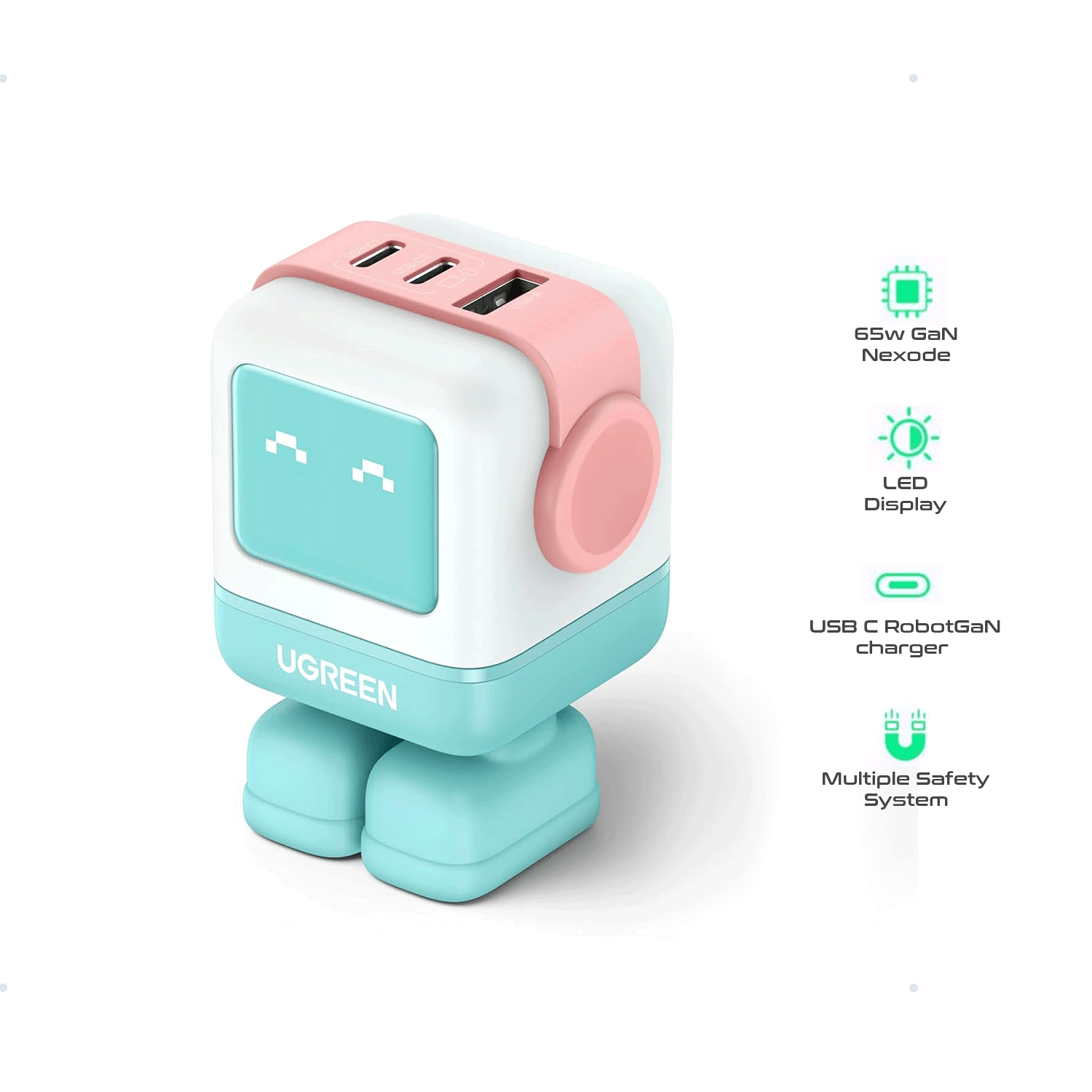 UGREEN Mini Robot 65W 3-Port PD GAN Fast Charger