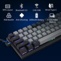 E-Yooso Z-11 Tri-Mode RGB 63Keys Hot Swappable Mechanical Keyboard Grey/Black (Red Switch)