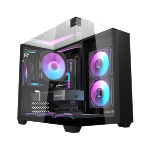 DarkFlash TH285M Luxury M-ATX Triple-sided Tempered Glass PC Case (Black)