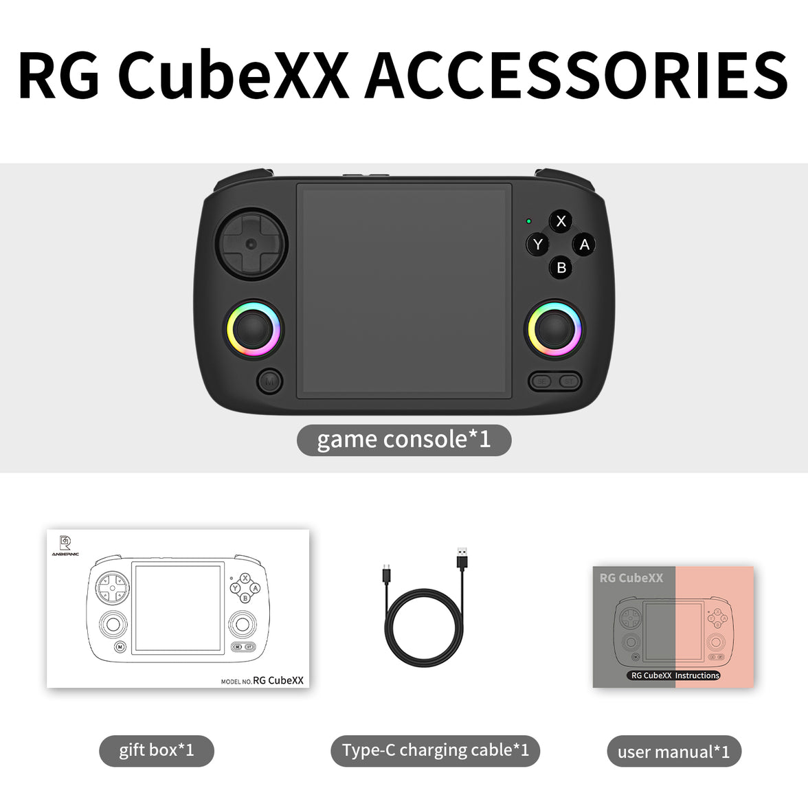 Anbernic RG CubeXX Retro Game Console Linux 64-Bit Supports 2.4G H700 Quad-Core Arm Cortex-A53
