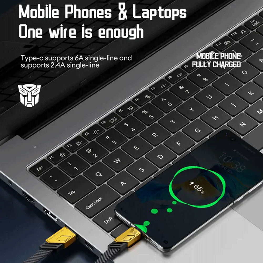 Transformers TF-A10 Braided Charging Lightning Cable Black