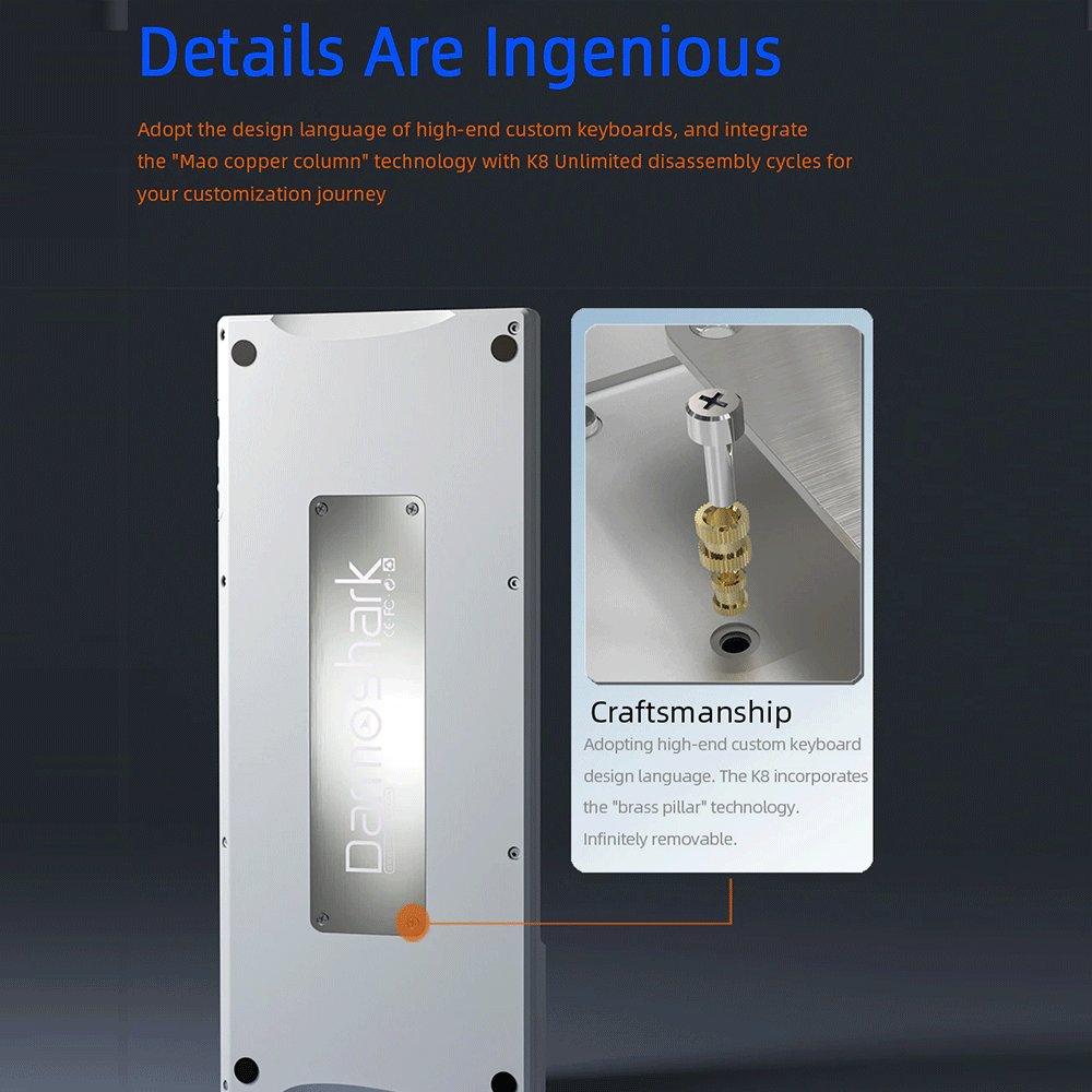 Darmoshark K8 Mechanical Keyboard [White Base/White and Gray Keycaps]