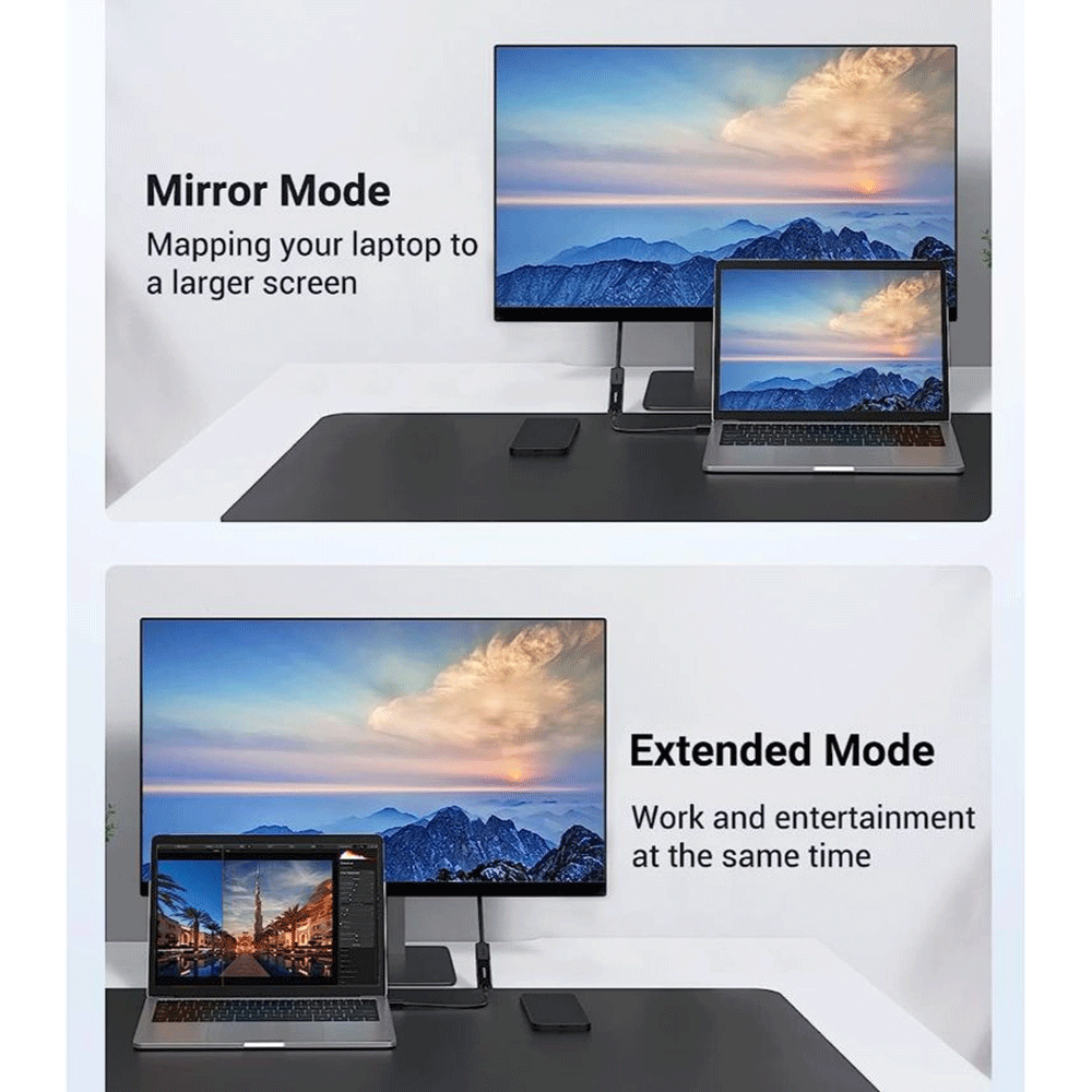 UGREEN Mini DP To HDMI Female Converter 1080P - 25CM (Black) [MD112/10461]