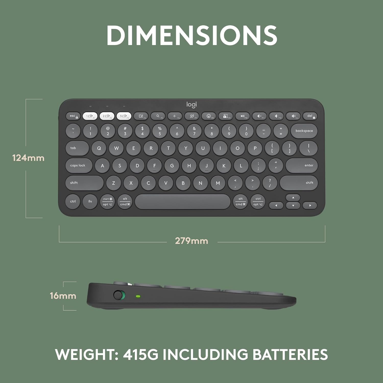 Logitech K380S Pebble Keys 2 Keyboard Tonal
