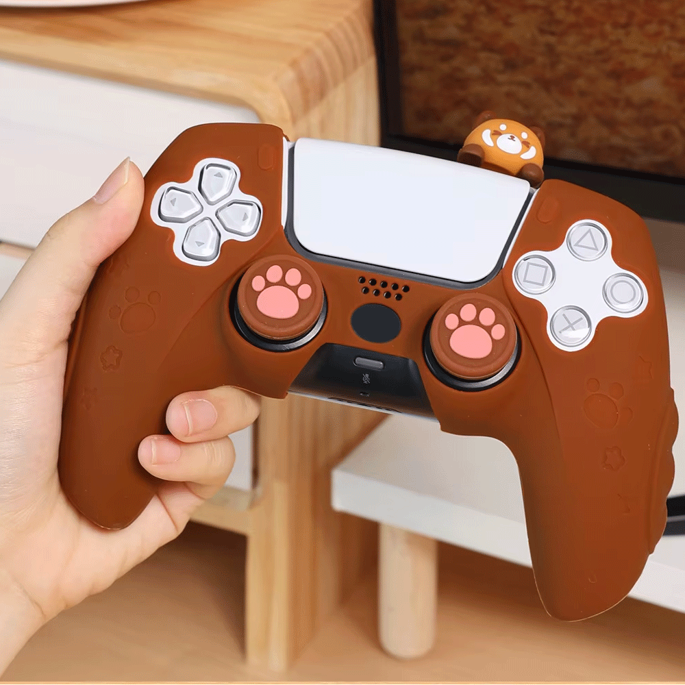 IINE Red Panda Silicone Protective Case for PS5 Controller (Brown) (L990)