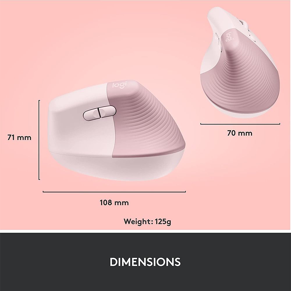Logitech Lift Vertical Ergonomic Mouse Rose