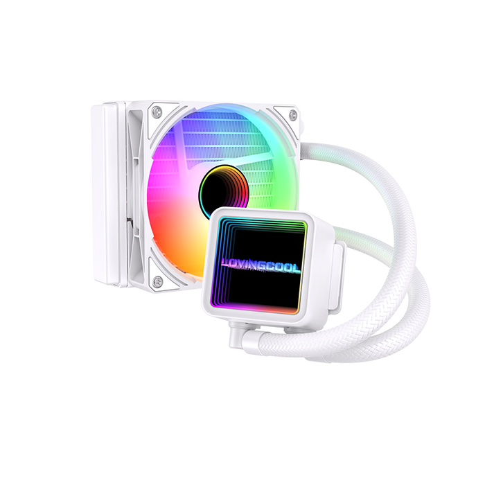 Lovingcool LC-W120-IP 120mm ARGB Liquid Cooler with Temp Screen (White)