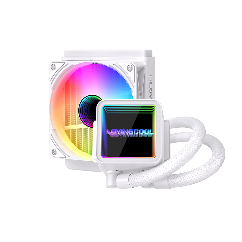 Lovingcool LC-W120-IP 120mm ARGB Liquid Cooler with Temp Screen (White)