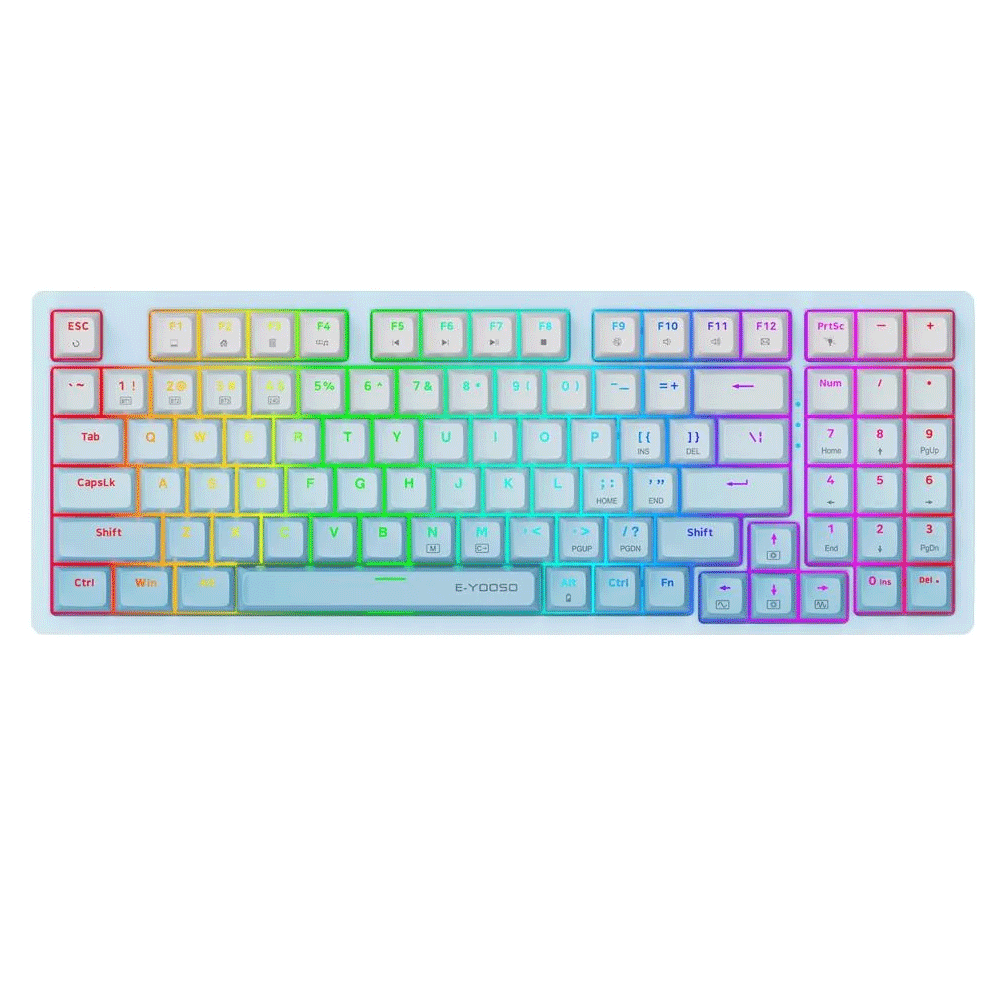 E-Yooso Z-94 Tri-Mode RGB 94 Keys Hot Swappable Mechanical Keyboard Gradiant Blue Linear White Switch