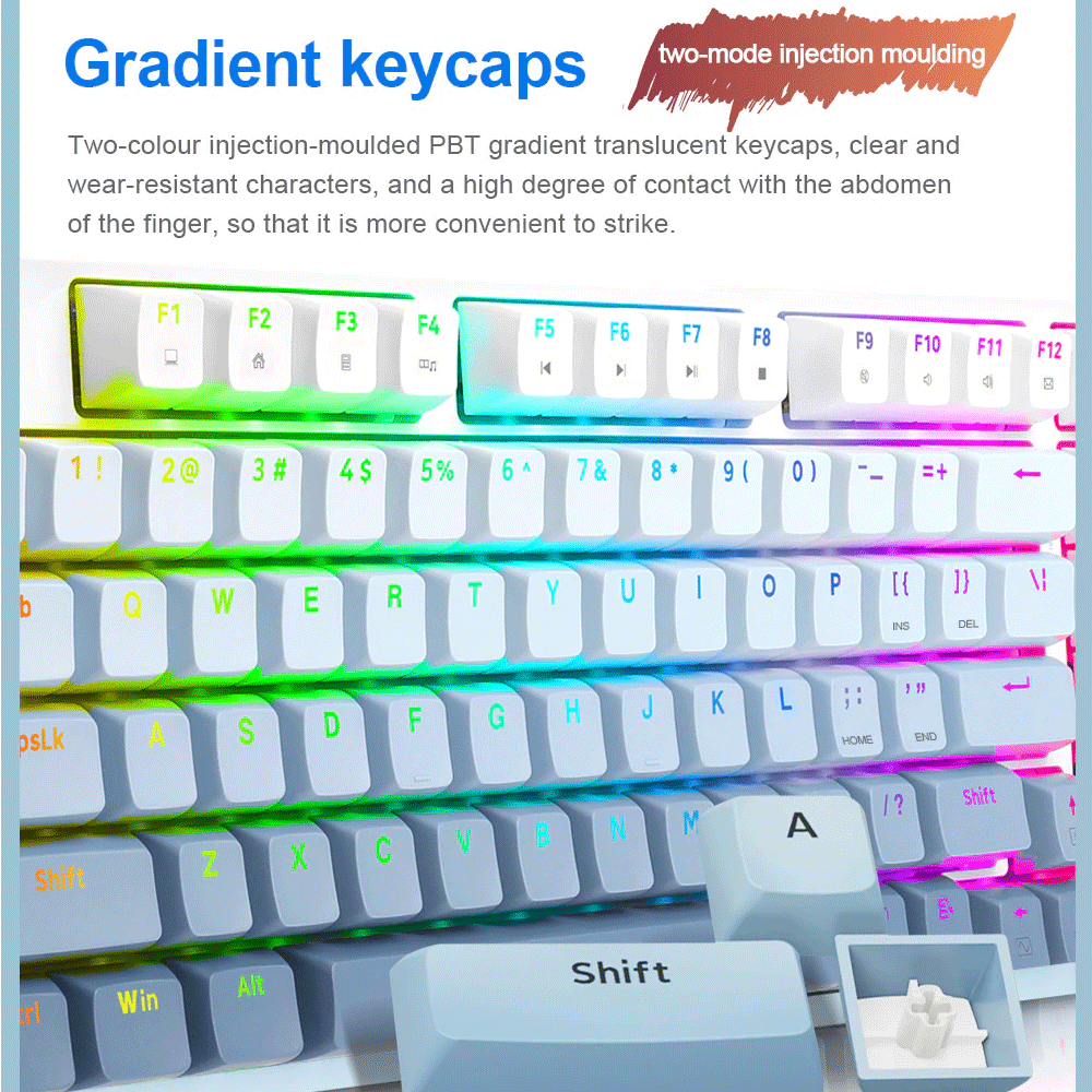 E-Yooso Z-94 Tri-Mode RGB 94 Keys Hot Swappable Mechanical Keyboard Gradiant Blue Linear White Switch