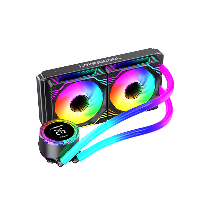 Lovingcool LC-B240-R 240mm ARGB Liquid Cooler with Temp Screen (Black)