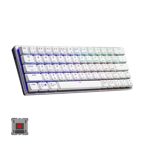 Cooler Master SK622 Wireless 60% Mechanical Keyboard Black With Low Profile White [Red Switches]