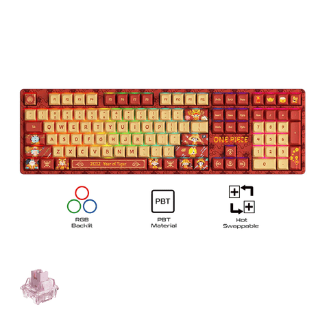 Akko One Piece Year of the Tiger SP 5108S RGB Wired Hot Swappable Mechanical Keyboard (Akko CS Jelly Pink)