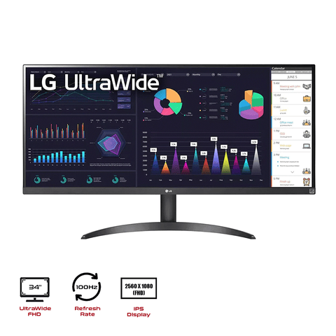 LG 34WQ500-B 34" Ultrawide FHD (2560x1080) 100Hz 5ms GTG Vesa Display HDR 400 IPS Monitor with AMD FreeSync