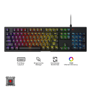 Redragon Argo Full-Size Hot-Swappable RGB Wired Mechanical Keyboard (Dust-Proof Red Switch) (K670-RGB)