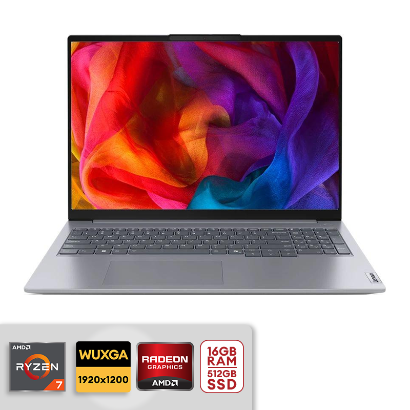 Lenovo Think Book 16 G7 ARP 16" WUXGA AMD Ryzen 7 - 7735HS, 16GB DDR5 RAM / 512GB SSD M.2 2242 PCIe 4.0x4 NVMe, AMD Radeon 680M Graphics, FreeDOS, Arctic Grey