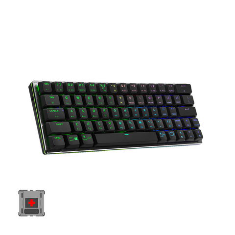 Cooler Master SK622 Wireless 60% Mechanical Keyboard Black With Low Profile Black- Red Switches