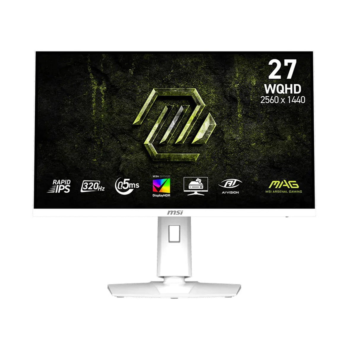 MSI MAG 274QRFW X32 27 WQHD (2560x1440) 320Hz 0.5ms GTG Rapid IPS Gaming Monitor with Tilt Height Swivel & Pivot Adjustment (White)