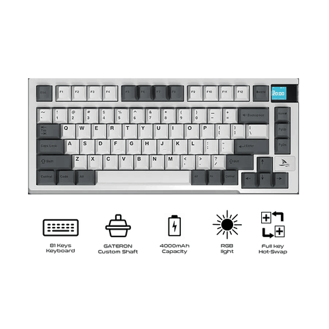 Darmoshark K8 Mechanical Keyboard [White Base/White and Gray Keycaps]