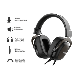 E-Yooso H2828D Gaming Headset for PC/ PlayStation/ Xbox/ Mobile Black