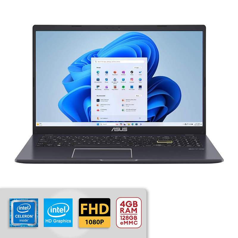 ASUS Vivobook 15.6” FHD Celeron N4500 4GB RAM 128GB eMMC Win11 Star Black L510KA-ES04