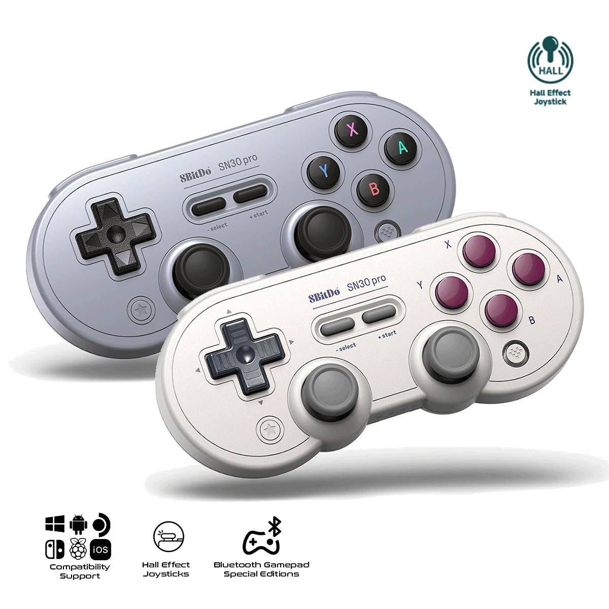 8bitdo San30 Pro Gamepad Hall Ed. For Windows/Android/Apple/MacOS/Stea ...