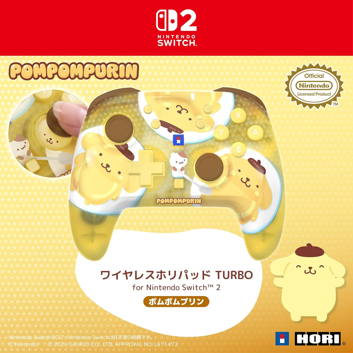 [PRE-ORDER] Hori HORIPAD Turbo Sanrio Series for Nintendo Switch 2 (Pompompurin) NSX-256A