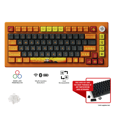 Akko Naruto Uzumaki 20th Anniversary 5075B Plus Tri-Mode RGB Hot-Swappable Mechanical Keyboard (Akko CS Crystal)