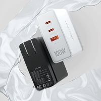 VENTION 3-port USB (C+C+A) GaN Charger (100W/100W/30W) US-Plug [FEGB0] [FEGW0]
