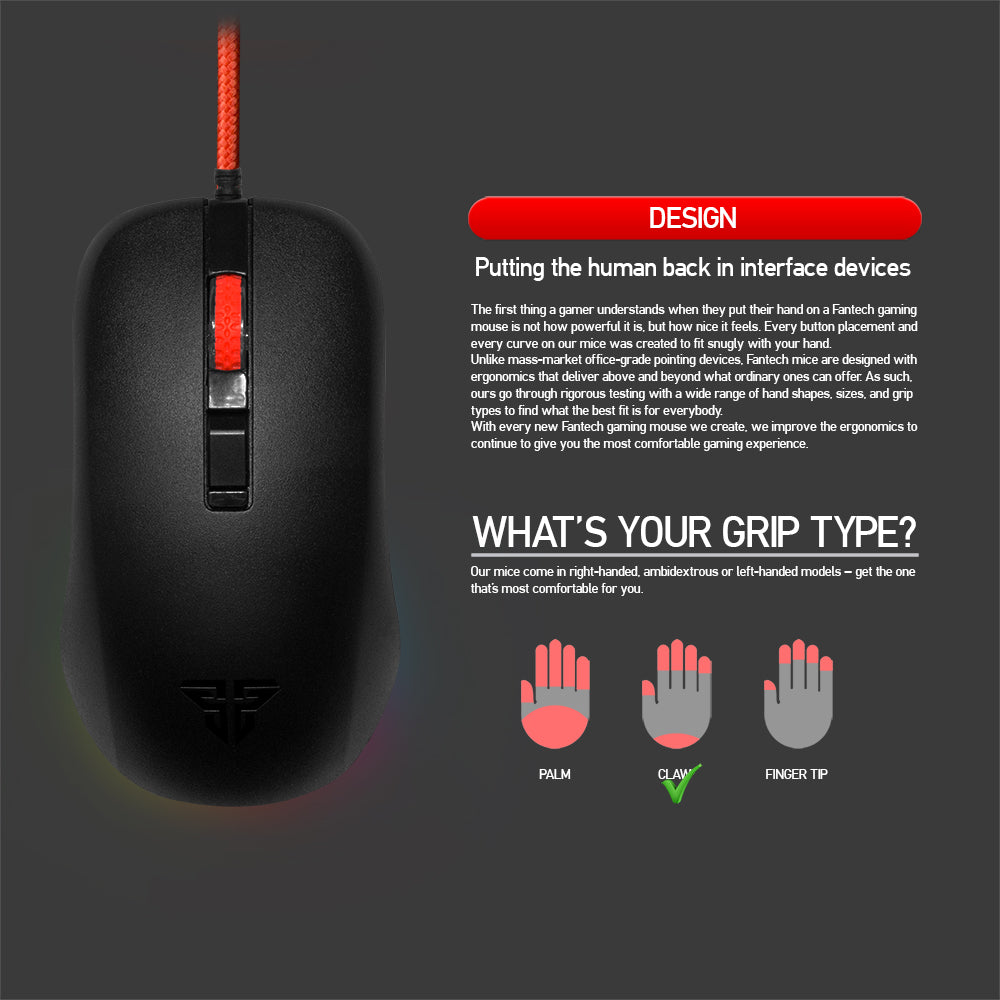 Fantech Rhasta II Pro Wired Gaming Mouse Black (G13)