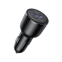 UGREEN 3-Port 2XUSB-C PD+USB-A 69W Fast Car Charger (Black) [CD239/20467]