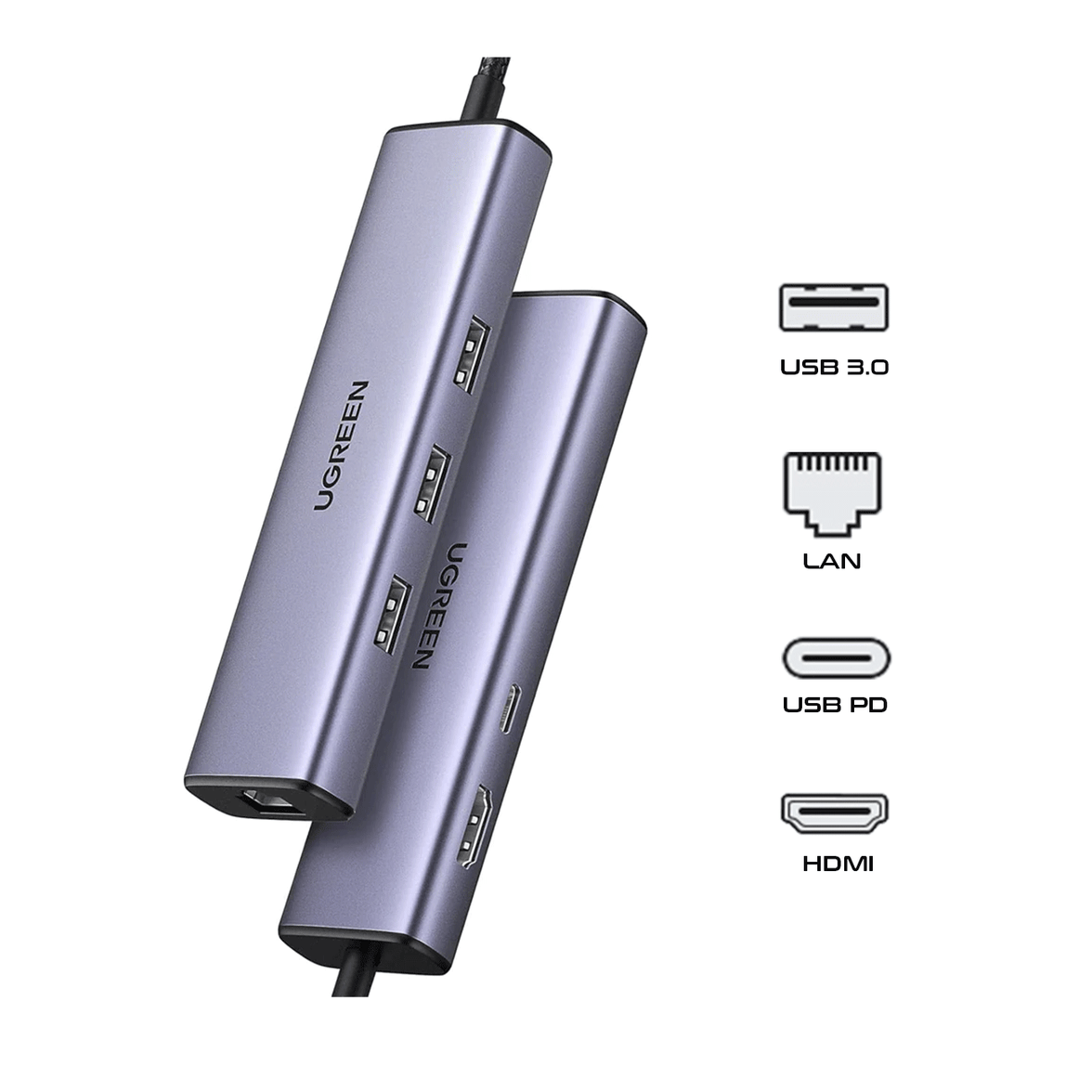 UGREEN USB-C 6-In-1 Multifunction Adapter - 15cm [CM512/15598]