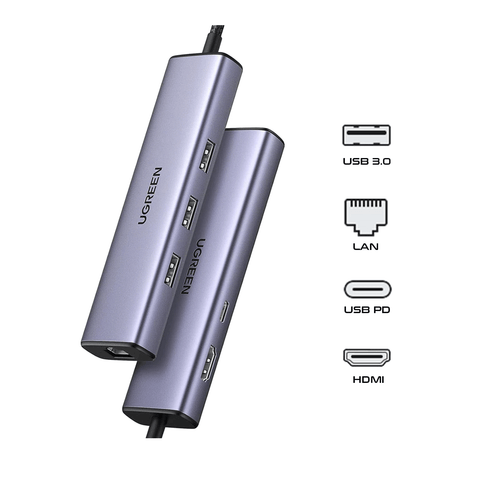 UGreen USB-C 6-In-1 Multifunction Adapter - 15cm [CM512/15598]