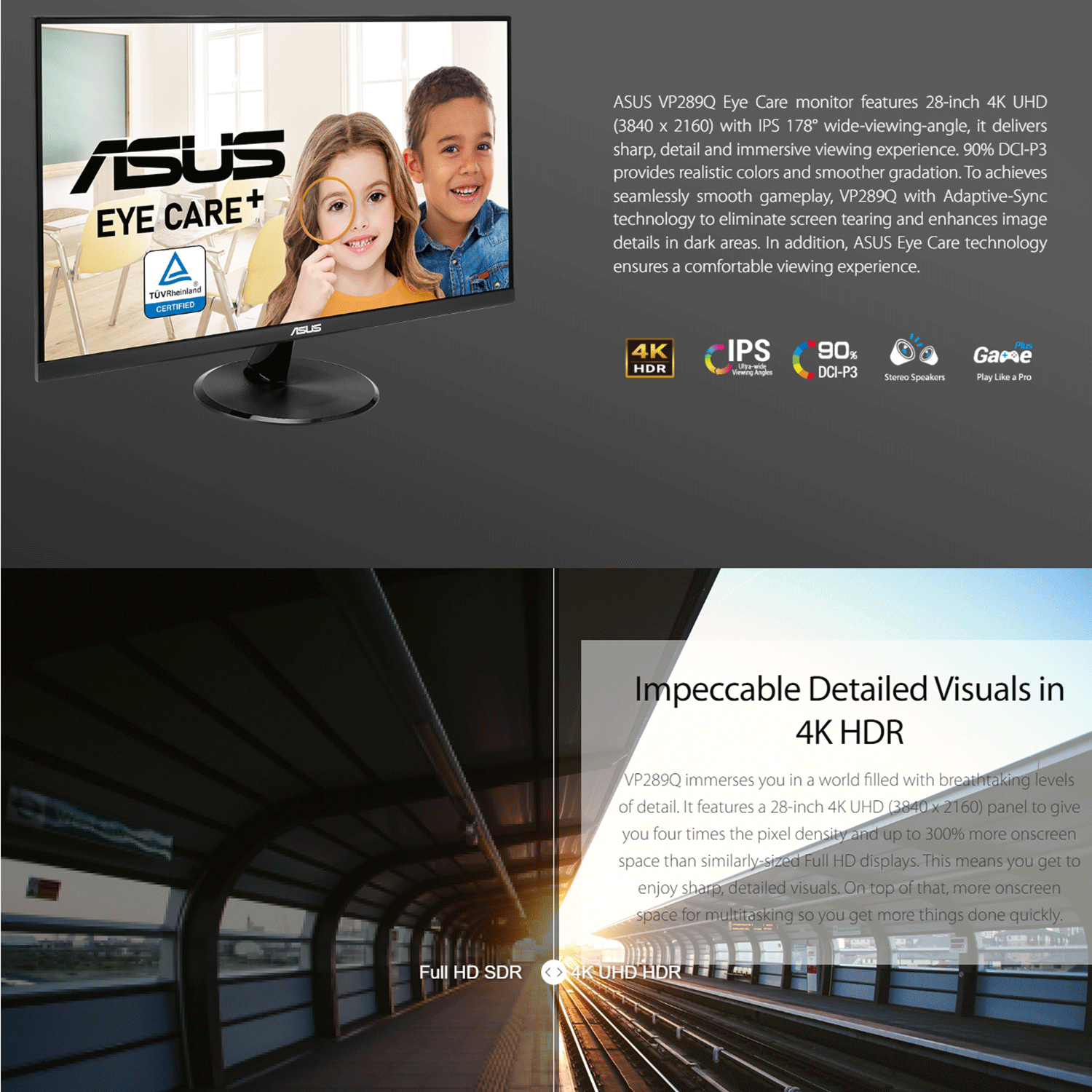 Asus VP289Q 28" UHD Eye Care Monitor [Black]