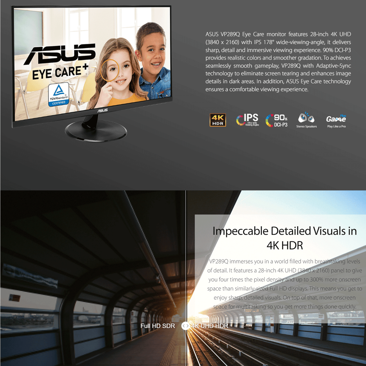 Asus VP289Q 28" UHD Eye Care Monitor [Black]