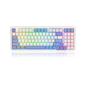 Redragon Gloria Pro Tri Mode RGB 94 Keys Mechanical Gaming Keyboard Wh-Purp-Blue Black Switch (K664W