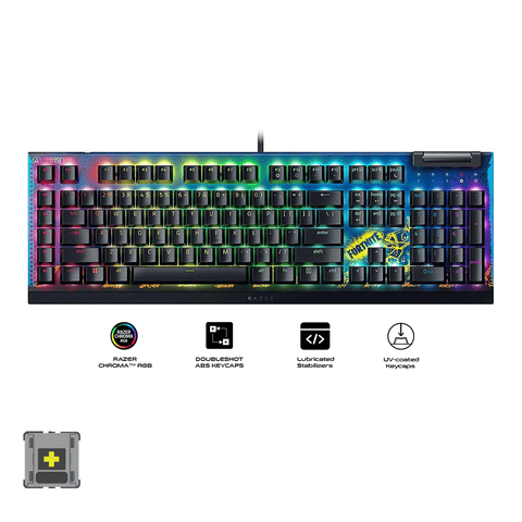 Razer BlackWidow V4 X Mechanical Gaming Keyboard (Yellow Switch) - Fortnite Edition