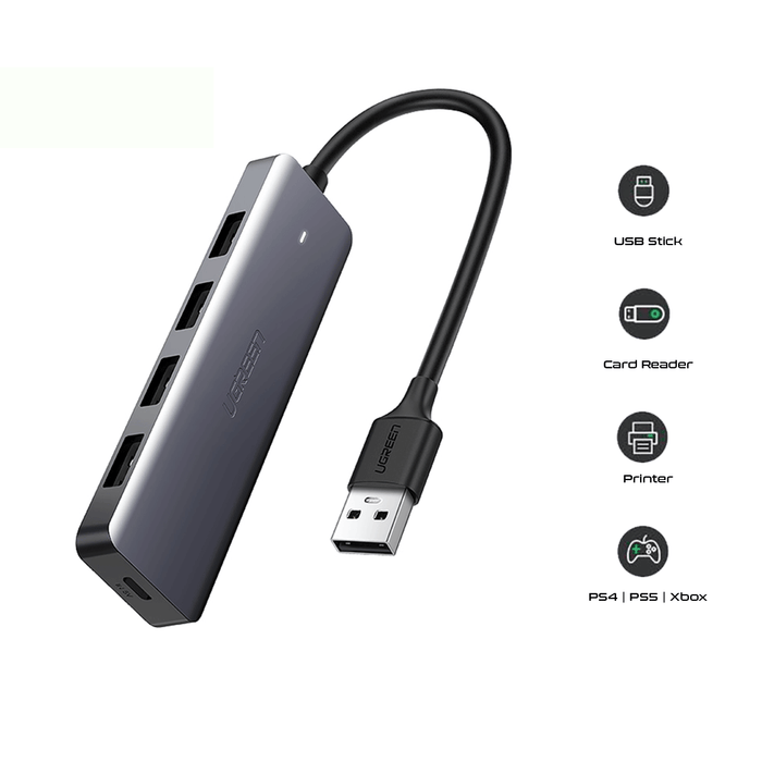 UGREEN 4-Port USB 3.0 Hub + Powered by Micro USB Metal Plated Shell Ultra Slim [CM219/50985]