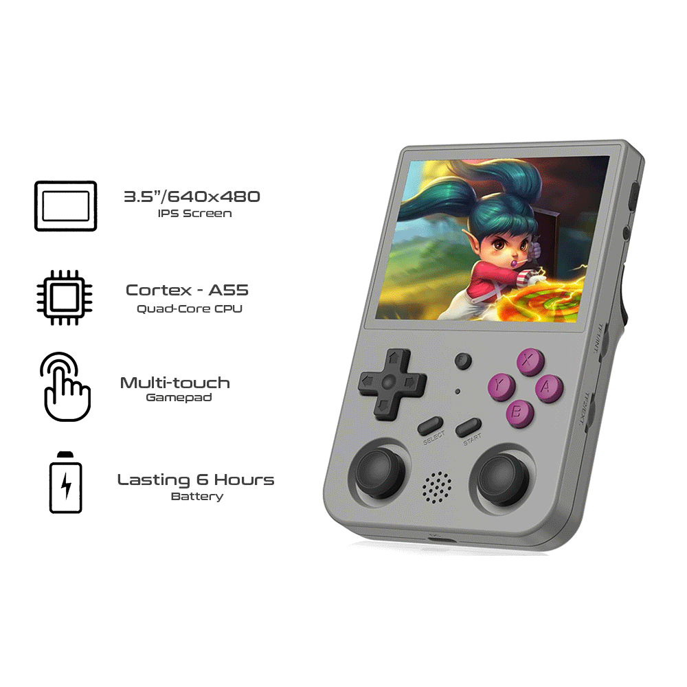 ANBERNIC RG353V Retro Handheld Gaming Console 3.5” iPS Multi-Touch Screen LPDDR4 Android & Linux Wi-Fi Game Player