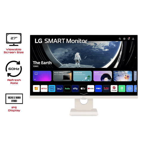 LG 27SR50F-W 27" FHD (1920x1080) IPS 60Hz 14ms (TYP) Smart Monitor with WebOS