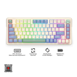 Redragon Ucal Pro RGB Wireless 75% Gasket Hot-Swappable Mechanical Keybaord With Knob (Dust-Proof Red Switch) (K673CPG-RGB-PRO)