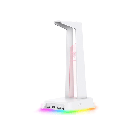 ONIKUMA ST2 RGB Gaming Headphone Stand Computer Headset Desktop Display Holder Luminous Logo with 3 USB and 3.5mm AUX Ports [White]