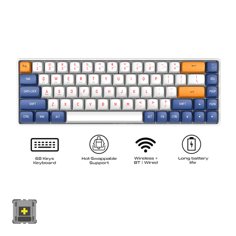Darkflash GD68 Three-Mode Connectivity Wired and Wireless Mechanical Keyboard Starry Blue [Yellow Switch]