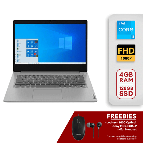 Lenovo Ideapad 3 14" FHD Laptop Intel Core i3-1115G4 4GB RAM 128GB SSD Win11 S - Platinum Grey (81X700FGUS)