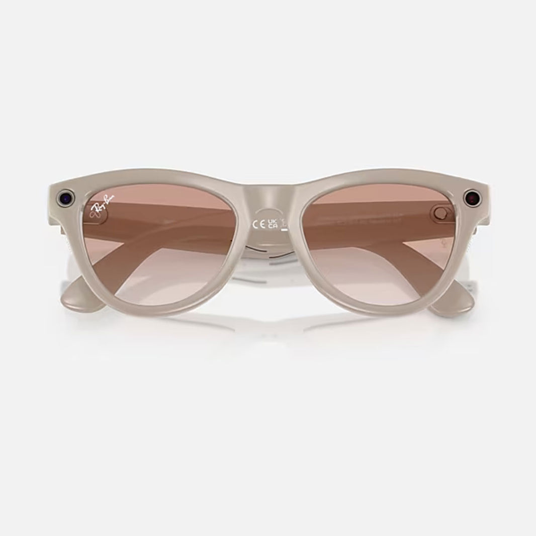 Ray-Ban Meta Skyler Smart Glasses w/ Meta Ai Pink Lense / Shiny Chalk Gray