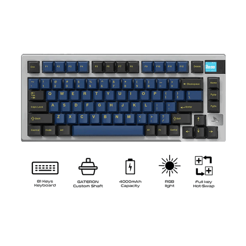 Darmoshark K8 Mechanical Keyboard [White Base/Black and Blue Keycaps]