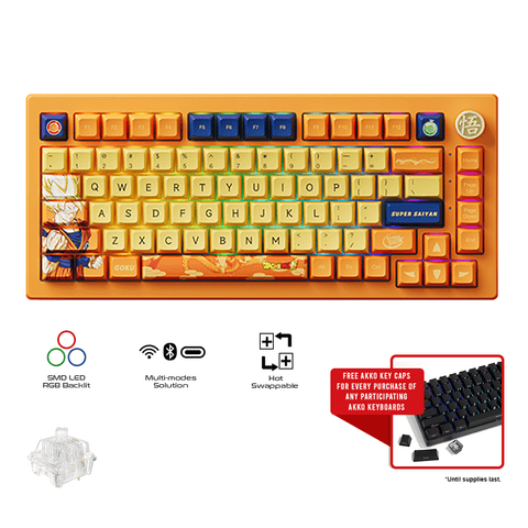 Akko Dragon Ball Super Goku 5075B Plus Tri-Mode RGB Hot-Swappable Mechanical Keyboard (Akko CS Crystal)