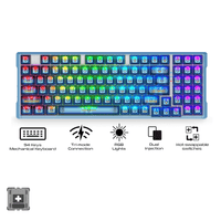 E-Yooso Z-94J Tri-Mode RGB 94 Keys Hot Swappable Mechanical Keyboard Clear Blue Linear [White Switch]