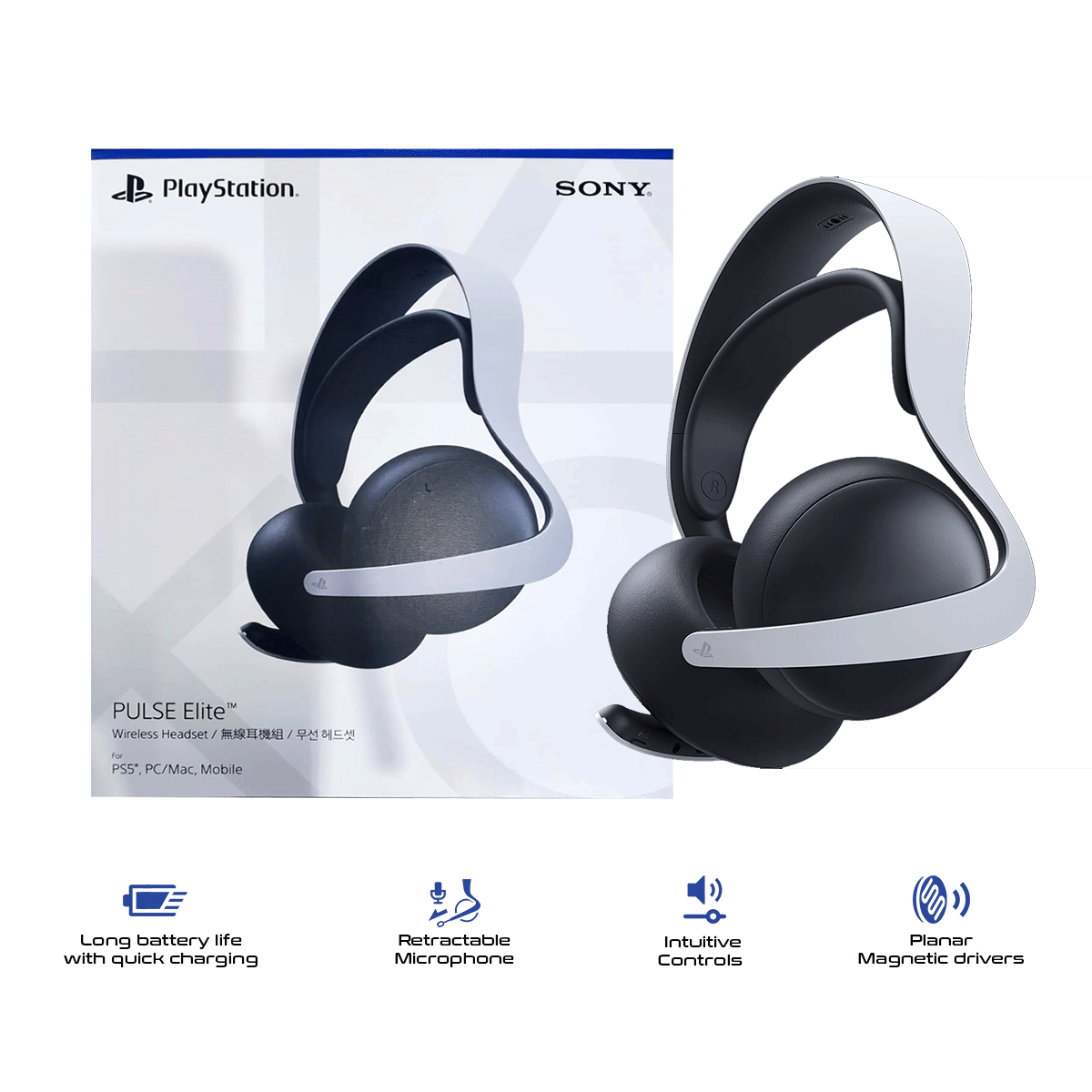 PS5 Pulse ELITE Wireless Headset For PS5 / PC / MAC / Mobile (Asian) (CFI-ZWH2G)